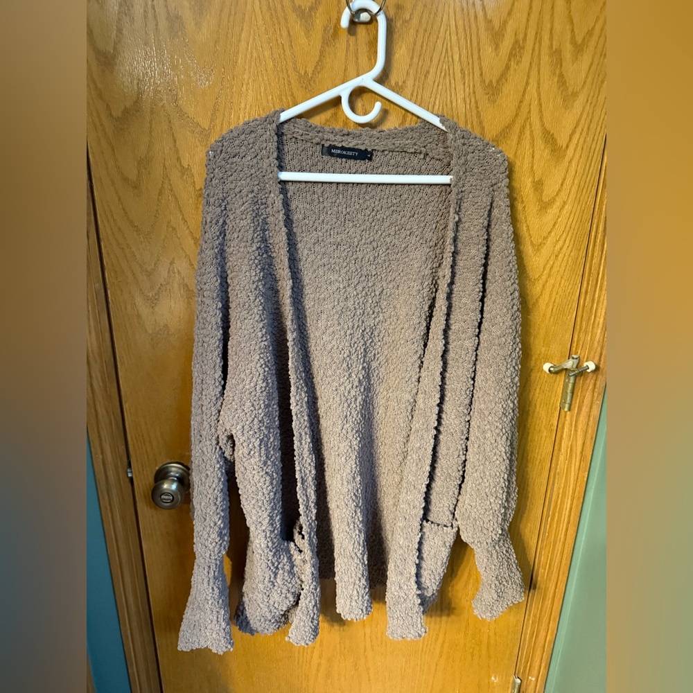 Merokeety Woman's Soft Chunky Popcorn Knit Cardigan Sweater - Large